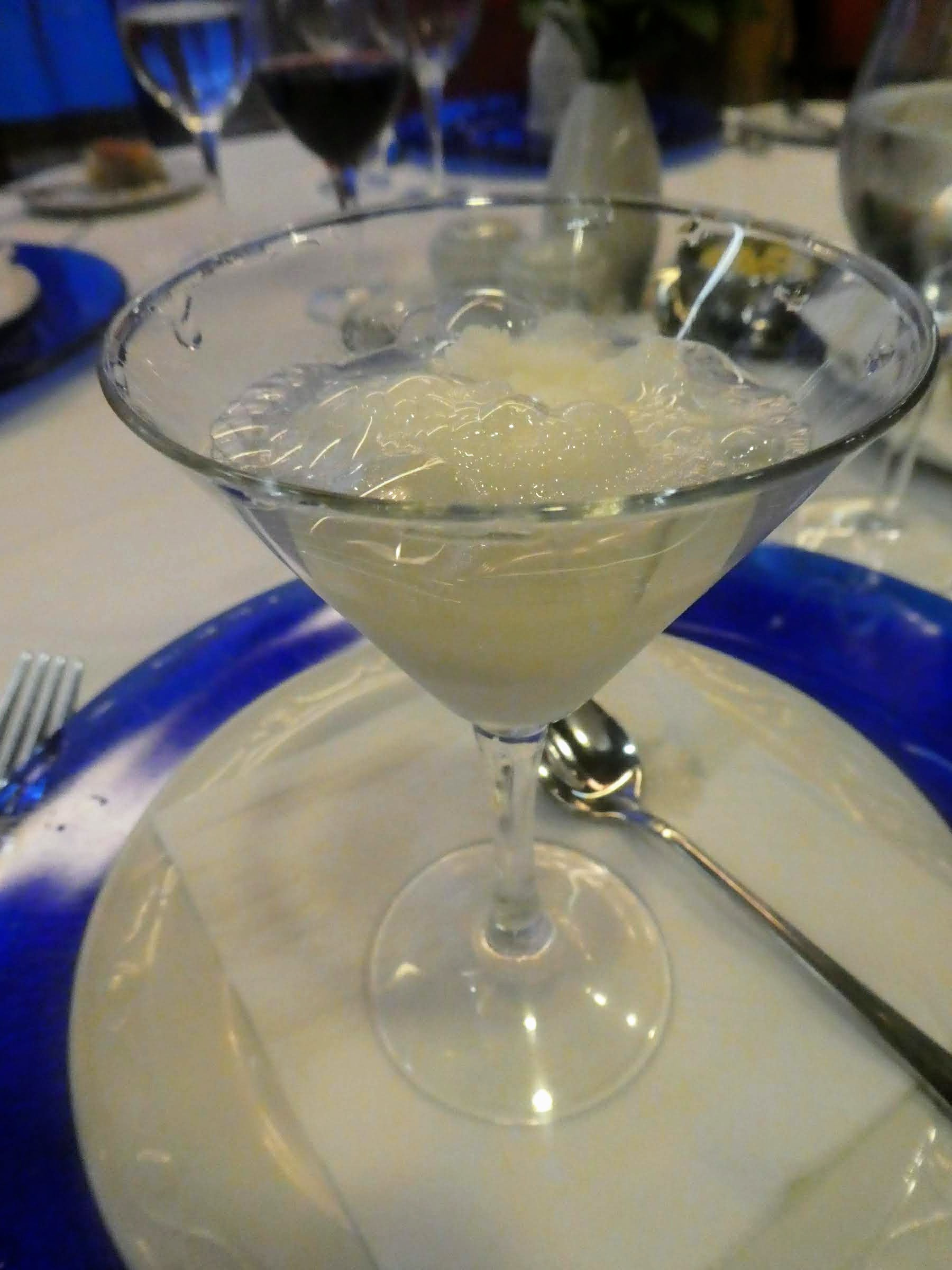Eating Gluten Free on Marella Cruises - Sirocco's champagne sorbet