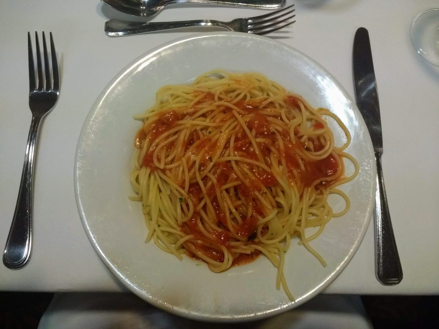 Eating Gluten Free on Marella Cruises - pasta pomodoro