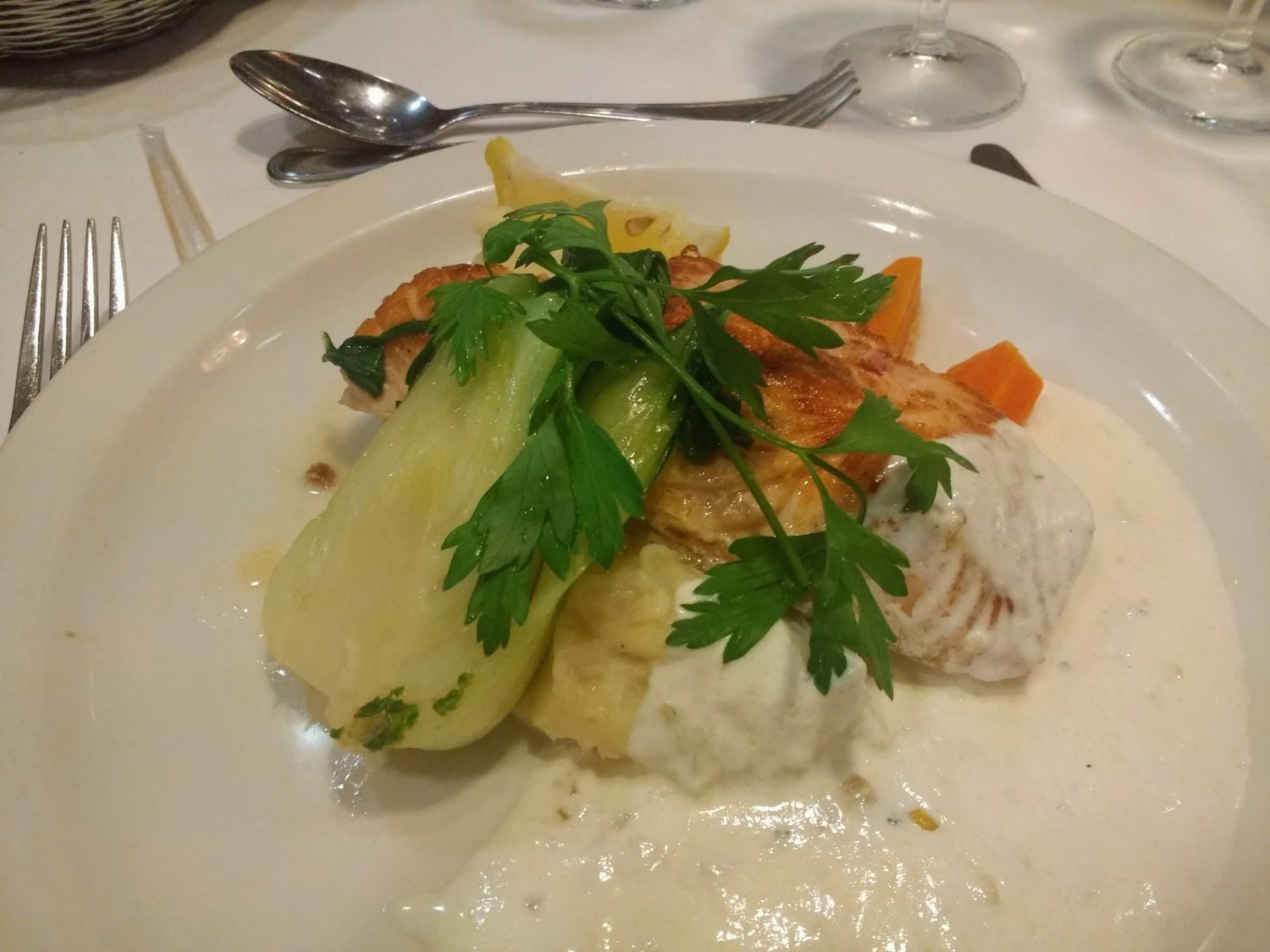 Eating Gluten Free on Marella Cruises - salmon with herby lemon sauce