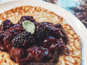 Gluten Free Pancakes with Blackberry Acai Compote | Sambazon Original Blend Superfruit Recipe