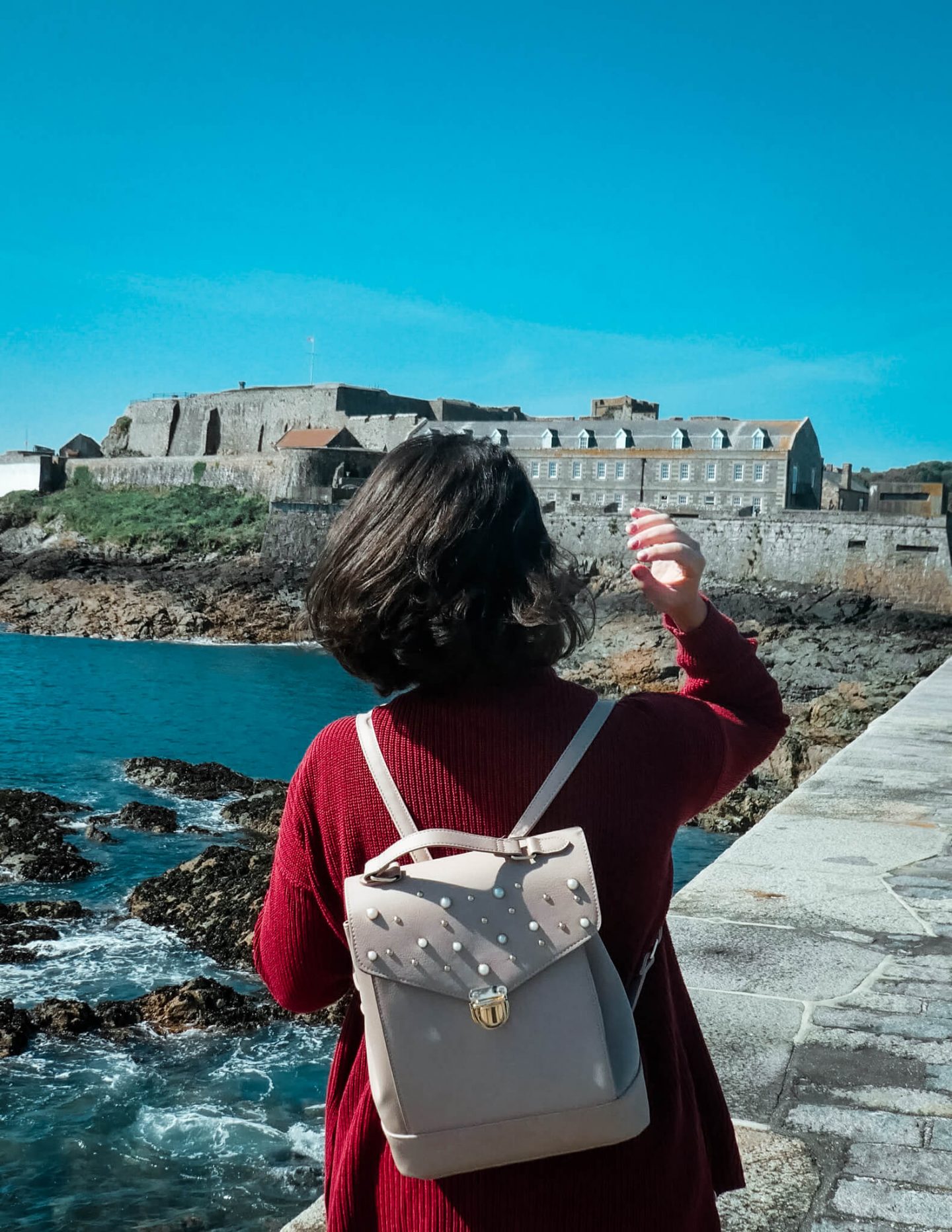 Overlooking the castle in St Peters Port on the Island of Guernsey on our British Isles Cruise